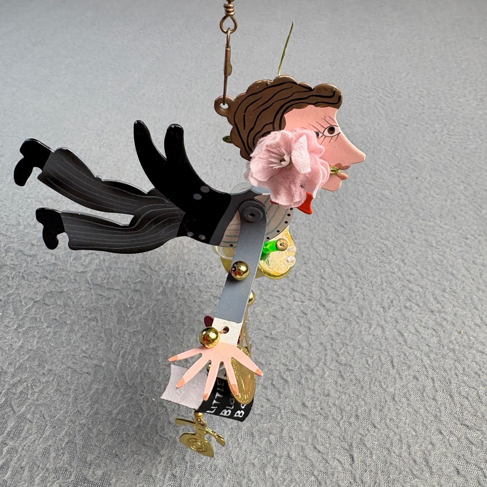 Vintage Rossi Metal Flying Man Tuxedo Ornament Whimsical Mixed Media Charms